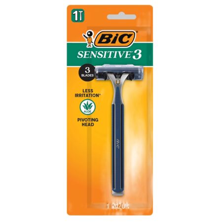 Rasoir Bic Sensitive 3 Pour Homme 3 Lames, Tête Pivotante