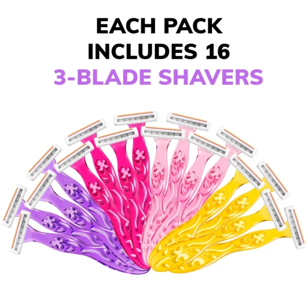 Rasoir Bic Soleil Simply Smooth Color Pour Femmes, Jetable 3 Lames, Pack Variété – Image 4
