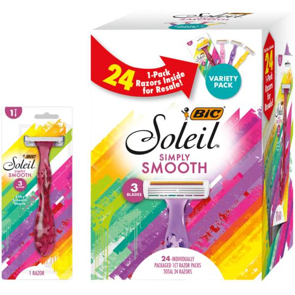 Rasoir Bic Soleil Simply Smooth Color Pour Femmes, Jetable 3 Lames, Pack Variété – Image 9