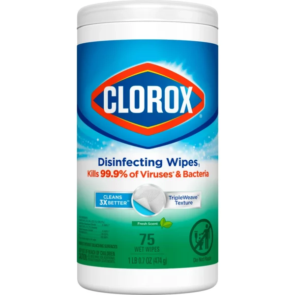 Serviettes désinfectantes Clorox®, citron frais, boîte de 75 unités