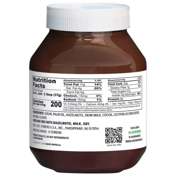 Nutella Pâte à Tartiner au Chocolat 725g – Image 2