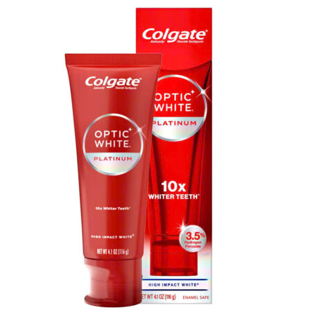 Dentifrice Colgate Optic White Platinum, Blanchissant, Pour un Sourire Éclatant, 116g
