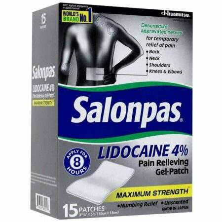 Patch Antidouleur Salonpas Lidocaine 4 % Maximum Strengh, 15 Unités