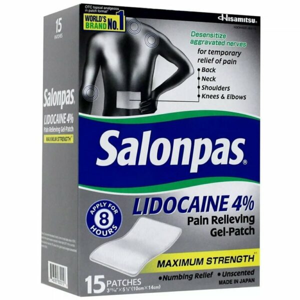 Patch Antidouleur Salonpas Lidocaine 4 % Maximum Strengh, 15 Unités