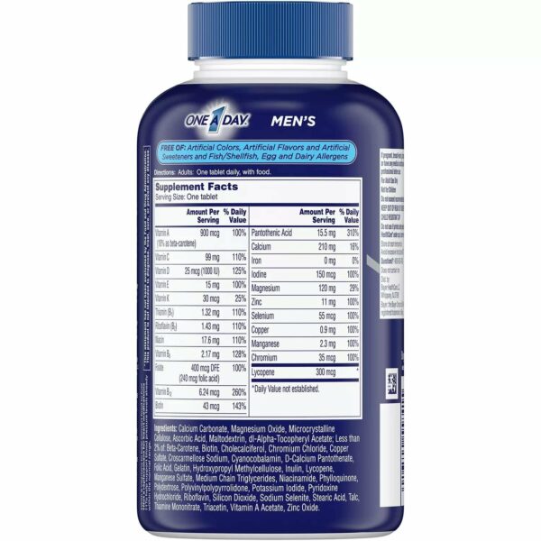 One A Day Multivitamines et Multiminéraux Hommes 300 Comprimés – Image 5