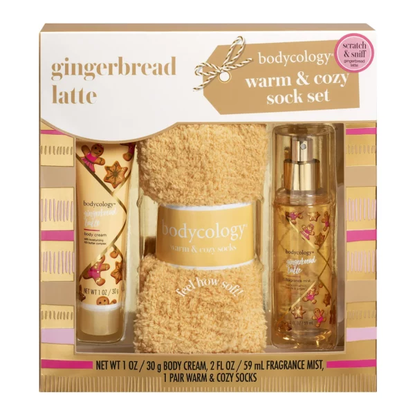 Ensemble Lait de Corps, Parfum, Chaussettes Bodycology Gingerbread Latte