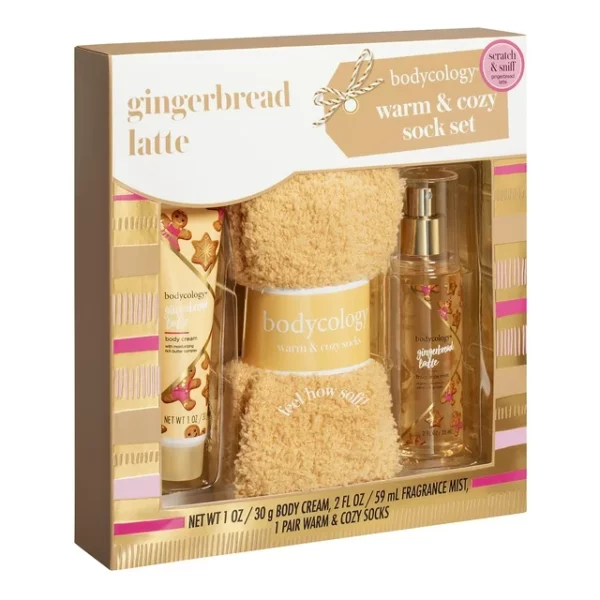 Ensemble Lait de Corps, Parfum, Chaussettes Bodycology Gingerbread Latte – Image 4