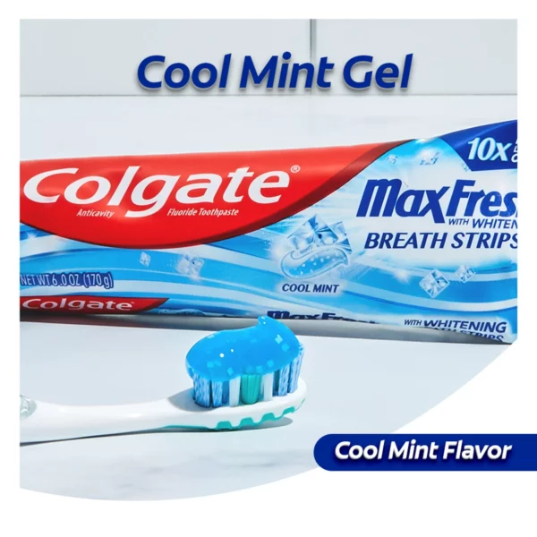 Dentifrice Colgate Max Fresh with Mini Breath Strips, Cool Mint 206 g – Image 2