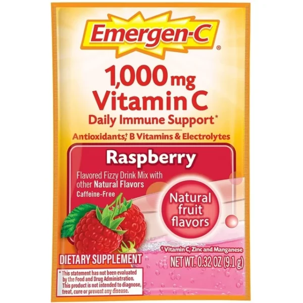 Emergen-C Supplément de Vitamines C et Minéraux  Framboise 1 000 mg 30 sachets – Image 2