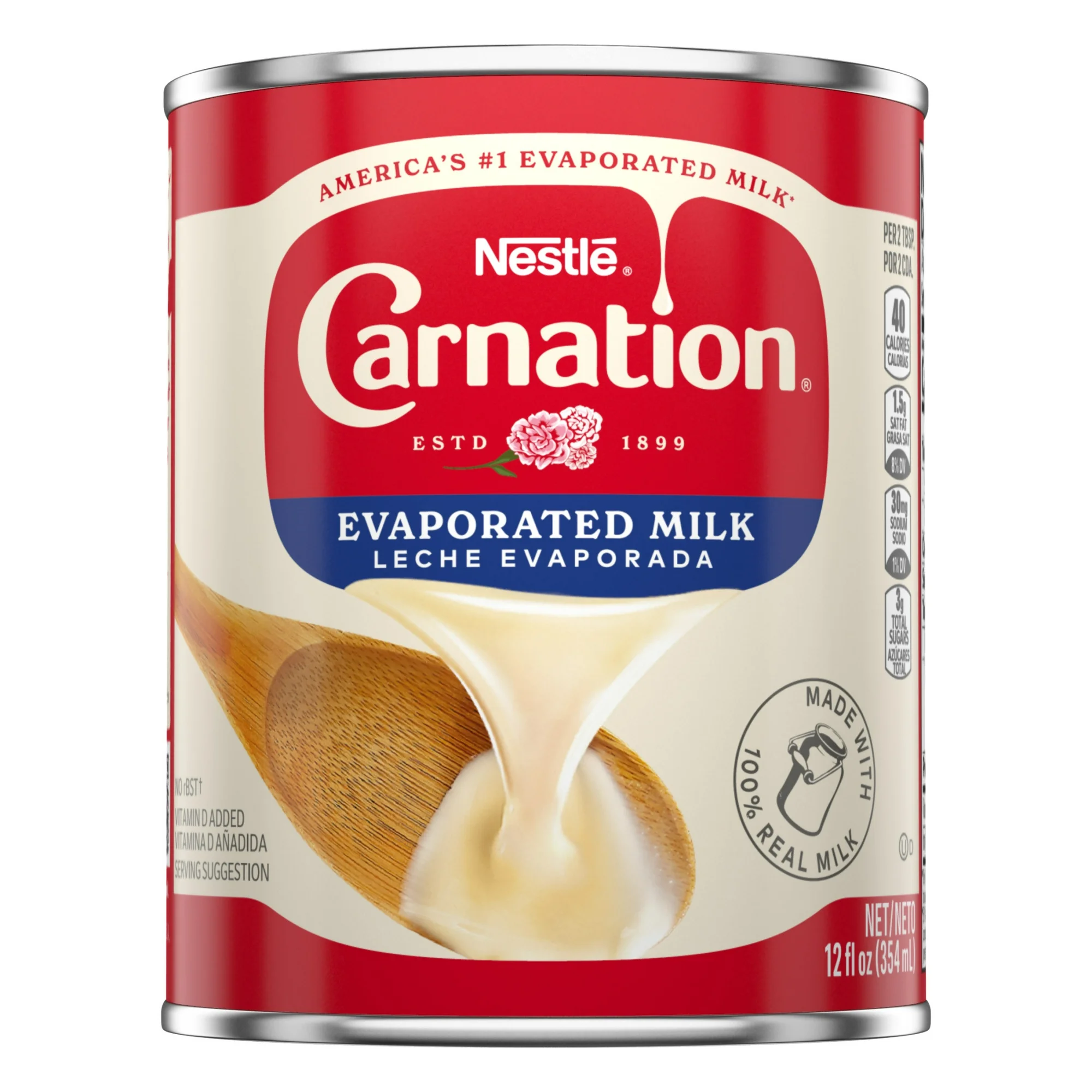 Lait Évaporé Nestlé Carnation, Concentré et Crémeux Non Sucré, 354 mL