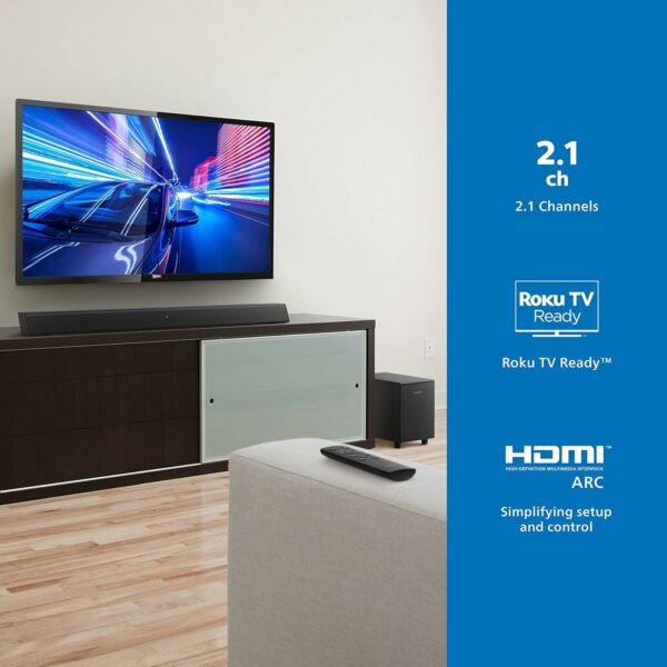 Barre de Son Philips B5306, Bluetooth 2.1 Canaux avec Caisson de Basses Noir – Image 3