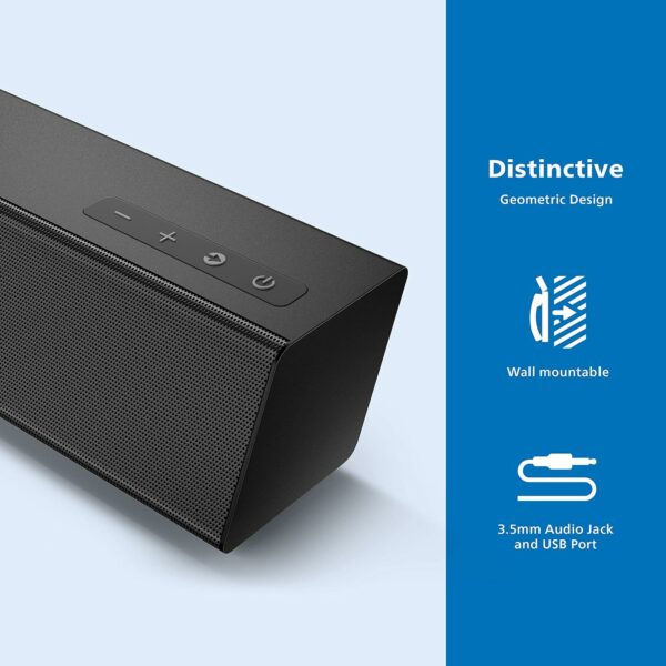 Barre de Son Philips B5306, Bluetooth 2.1 Canaux avec Caisson de Basses Noir – Image 5