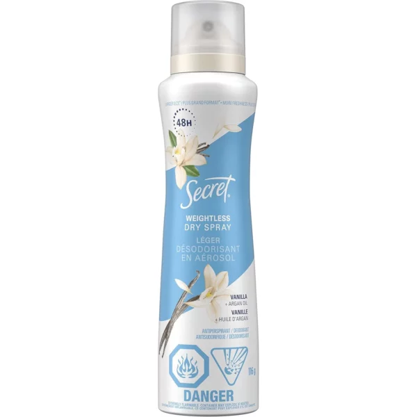 Désodorisant Secret Dry Spray Vanilla + Argan Oil