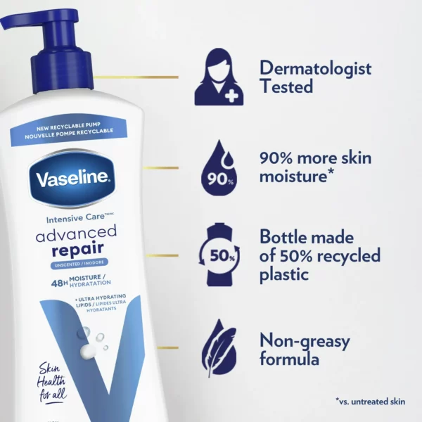 Lait de Corps Vaseline Intensive Care Body Lotion Advanced Repair 600 ml – Image 3