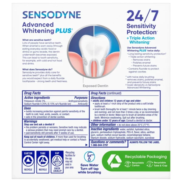 Dentifrice Sensodyne Advanced Whitening Plus – Image 2