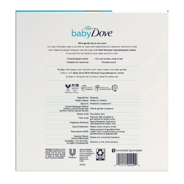 Gel Douche Baby Dove Sensitive Skin Care Rich Moisture Baby Wash, 591 ml – Image 5