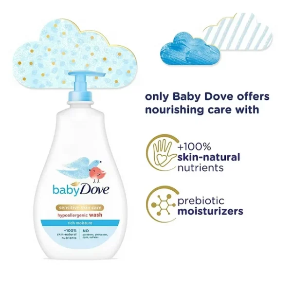 Gel Douche Baby Dove Sensitive Skin Care Rich Moisture Baby Wash, 591 ml – Image 6