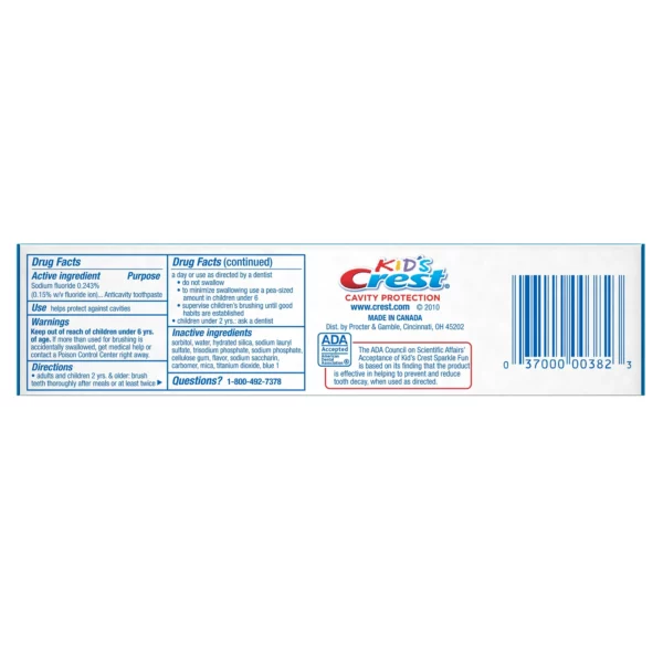 Dentifrice Enfant Anti-Caries Crest Kids Cavity Protection Saveur Sparkle Fun, 130 g – Image 5