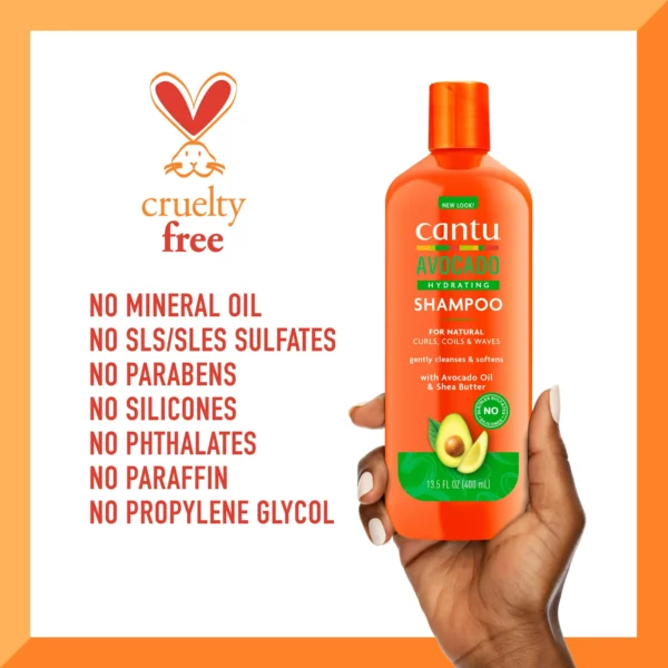 Shampoing Cantu Avocado Hydratant à l’Avocat et Beurre de Karité, 400 ml – Image 2