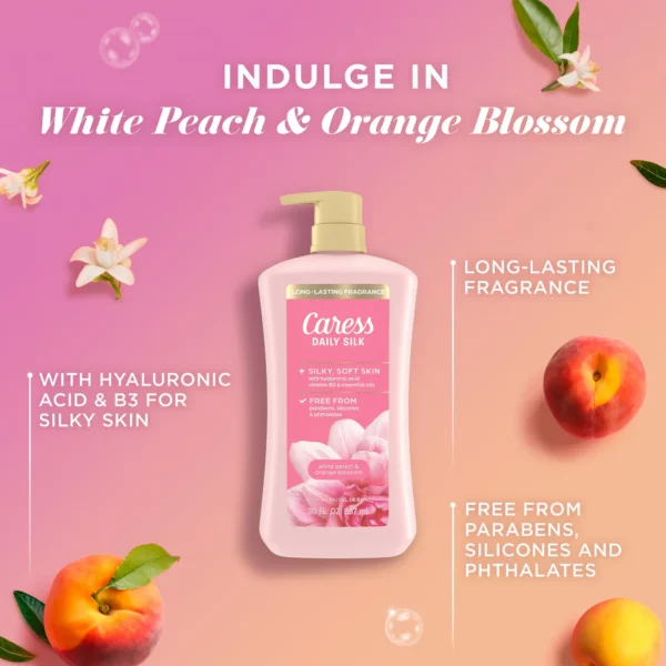 Gel Douche Hydratant Pêche & Fleur d’Oranger Caress Daily Silk, 887 ml – Image 5