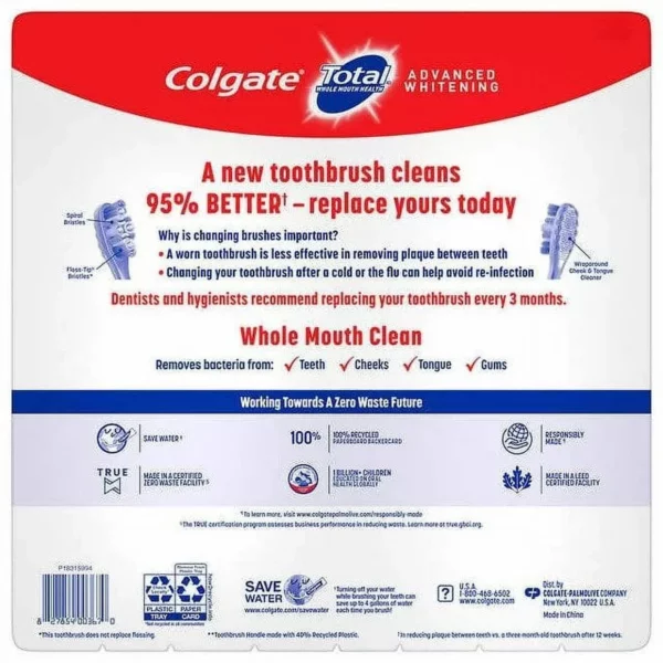 Brosse à Dents Colgate Total Whole Mouth Health (Vente en Détails) – Image 2