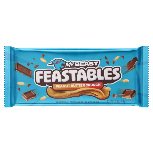 Feastables MrBeast, Barre Chocolat Croustillante au Beurre de Cacahuète 60 g