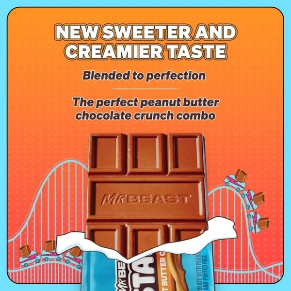 Feastables MrBeast, Barre Chocolat Croustillante au Beurre de Cacahuète 60 g – Image 2