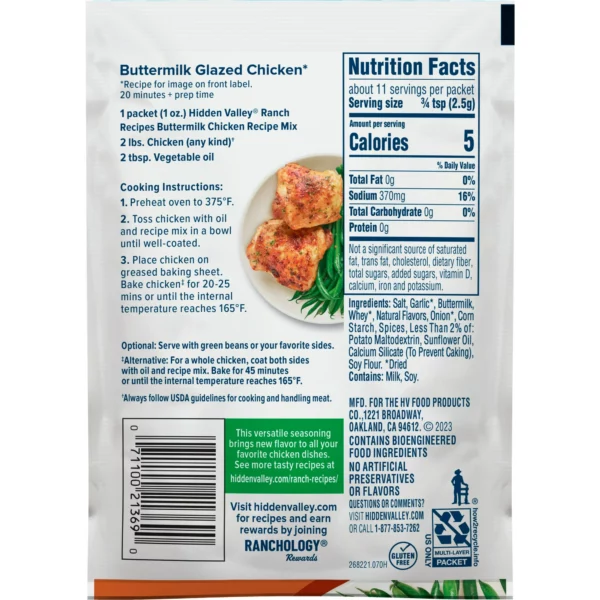 Mélange d'Assaisonnement Poulet Babeurre Hidden Valley Ranch Night Sachet 28g – Image 5