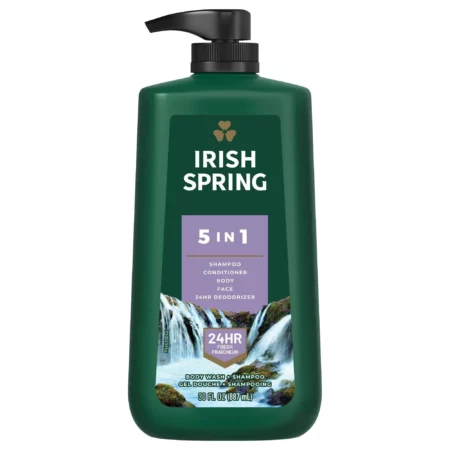 Gel Douche Irish Spring Pour Homme 5-en-1 Avec Pompe, 887 ml