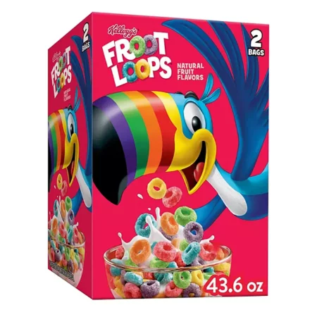Céréales Pour Petit Déjeuner Kellogg's Froot Loops, 2 Sachets 1,24kg