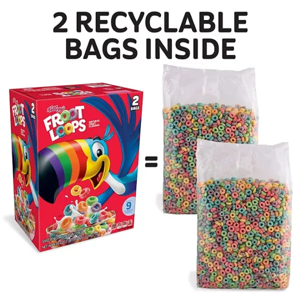 Céréales Pour Petit Déjeuner Kellogg's Froot Loops, 2 Sachets 1,24kg – Image 2
