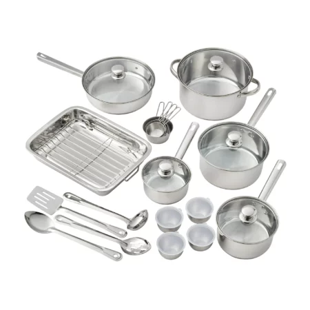 Ensemble de Casseroles et Poêles 24 Pièces Mainstays en Acier