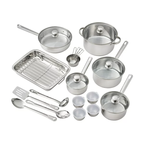 Ensemble de Casseroles et Poêles 24 Pièces Mainstays en Acier