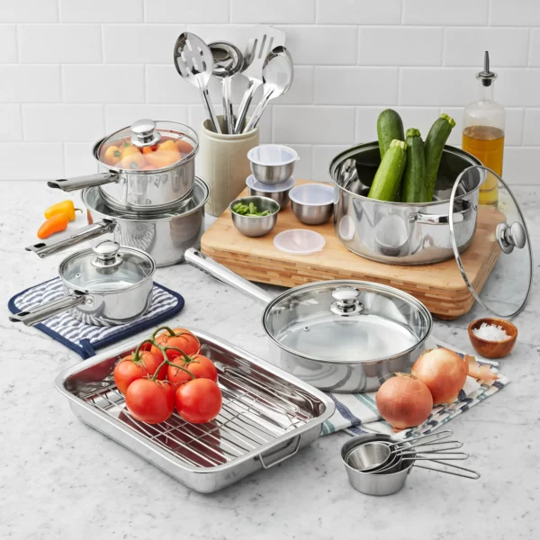 Ensemble de Casseroles et Poêles 24 Pièces Mainstays en Acier – Image 3