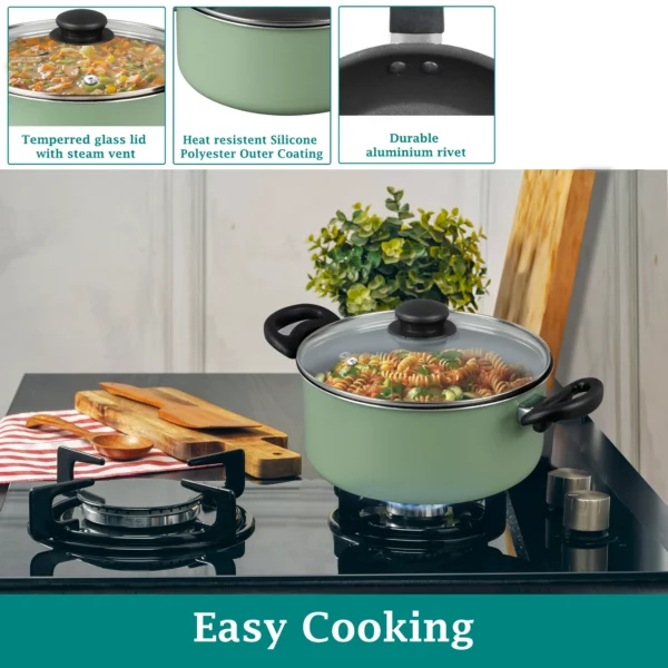 Ensemble de 7 Pièces, Casseroles et Poêles Mainstays en Aluminium – Image 8