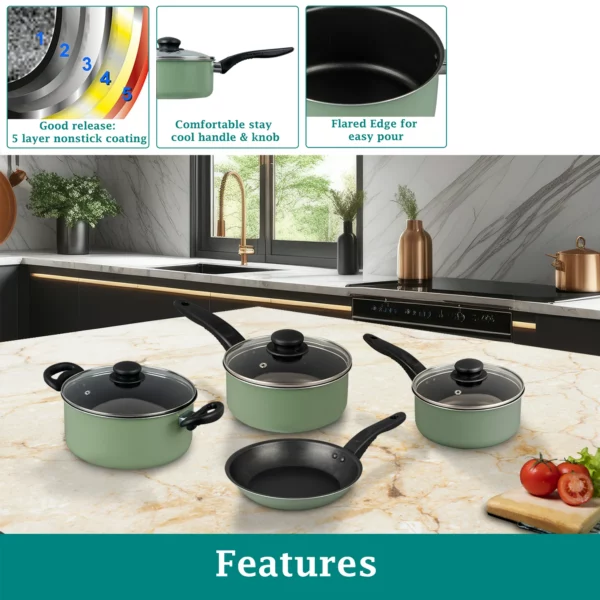 Ensemble de 7 Pièces, Casseroles et Poêles Mainstays en Aluminium – Image 9