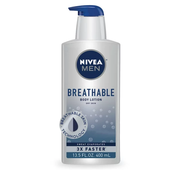 Lotion Corps Nivea Men Breathable, Hydratation 48H Pour Homme, 400 ml
