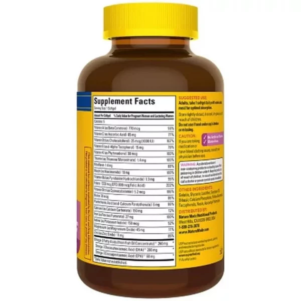 Vitamines Prénatales Nature Made + DHA 200 mg ,150 Gélules Molles – Image 7