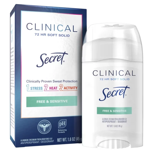 Déodorant Stick Secret Clinical Soft Solid, Antisudorifique, Sans Parfum, Pour Femme, 45 g