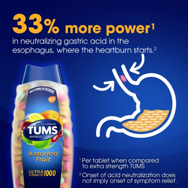 TUMS Antacid Ultra Strength, 265 Comprimés à Mâcher – Image 3