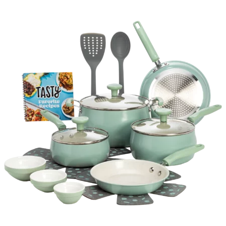 Ensemble de 16 Pièces, Casseroles, Poêles et Ustensiles Tasty Clean Ceramic Premium