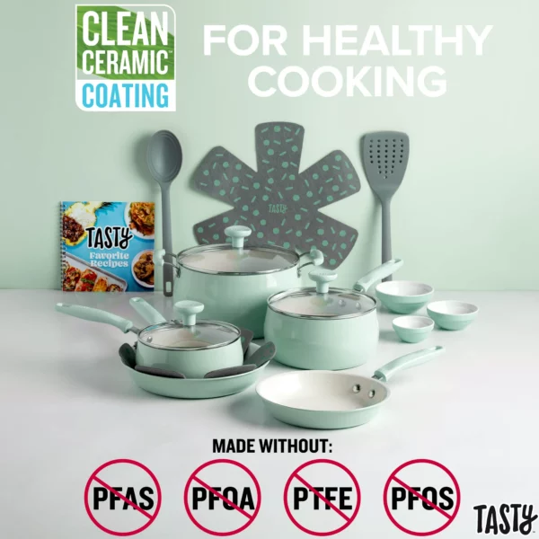 Ensemble de 16 Pièces, Casseroles, Poêles et Ustensiles Tasty Clean Ceramic Premium – Image 4