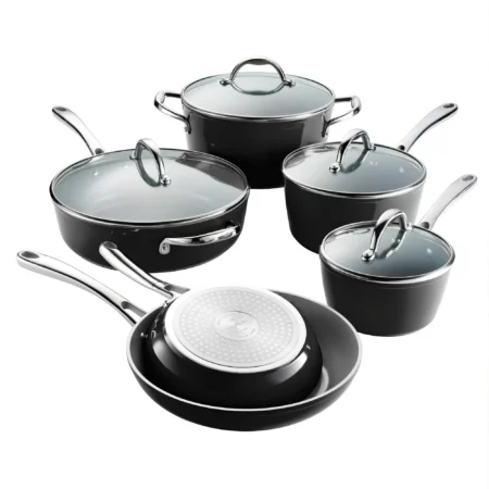 Ensemble de 10 Pièces en Céramique Fiora by Tramontina Avec Couvercles, Casseroles et Poêles