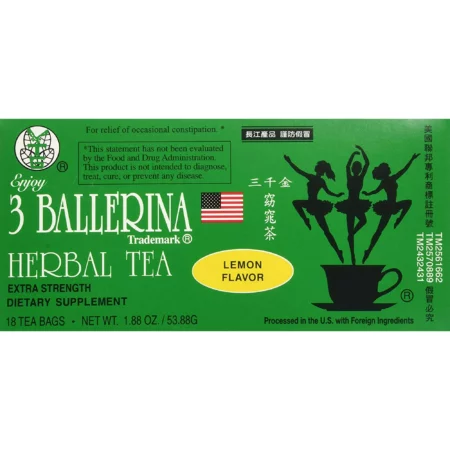 Thé Minceur 3 Ballerina Herbal Tea Extra Fort Citron Sans Caféine, 18 Sachets