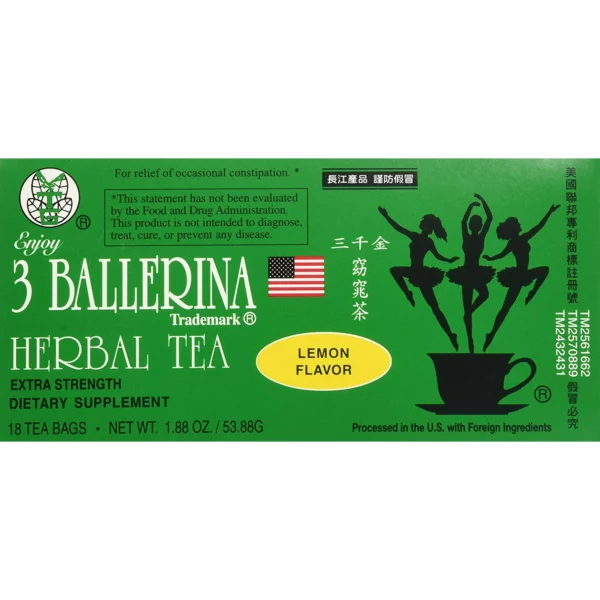 Thé Minceur 3 Ballerina Herbal Tea Extra Fort Citron Sans Caféine, 18 Sachets