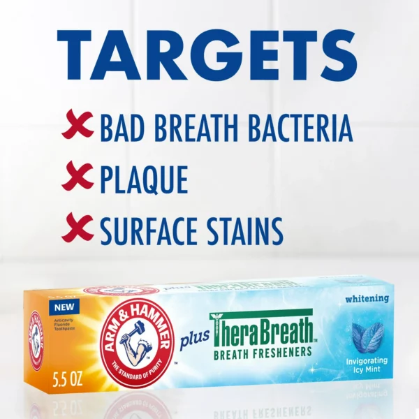 Dentifrice ARM & HAMMER TheraBreath Blanchissant, Menthe Glaciale Revigorante, 156 g – Image 5