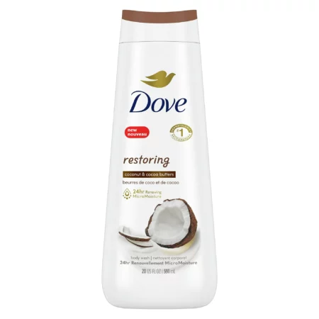 Gel Douche Dove Restoring Pour Femme à la Noix de Coco & Beurre de Cacao, 591 ml