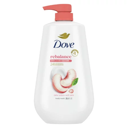 Gel Douche Dove Moisturizing Body Wash Rebalance, Pêche & Lait de Riz, Pour Femme, 905 ml