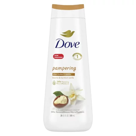 Gel Douche Dove Pampering Pour Femme, Hydratant au Beurre de Karité & Vanille, 591 ml
