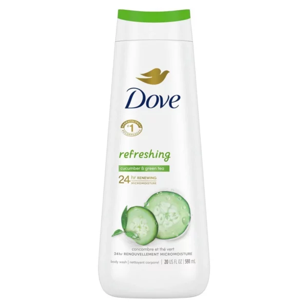 Gel Douche Dove Refreshing Gentle Body Wash Pour Femme, Concombre & Thé Vert, 591 ml